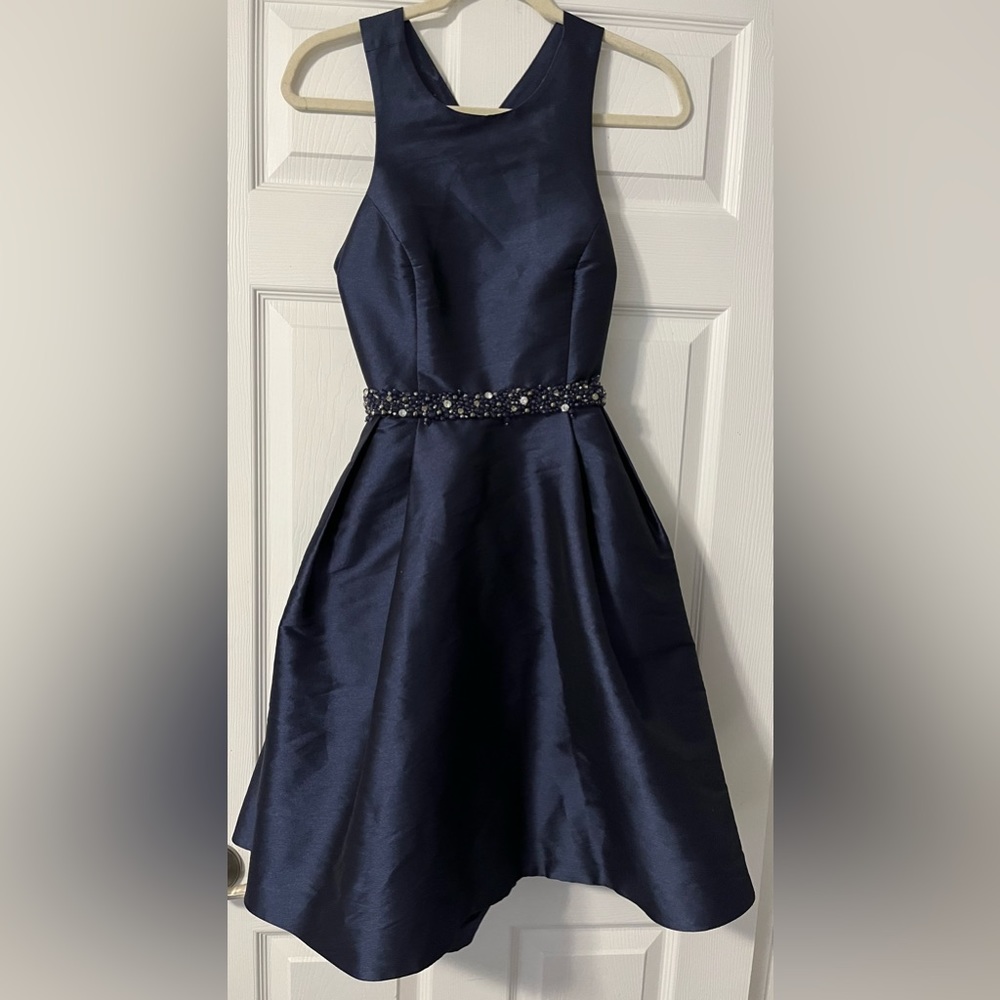 MONIQUE LHUILLIER We Belong Together fit & flare cocktail dress Navy Blue Size 6